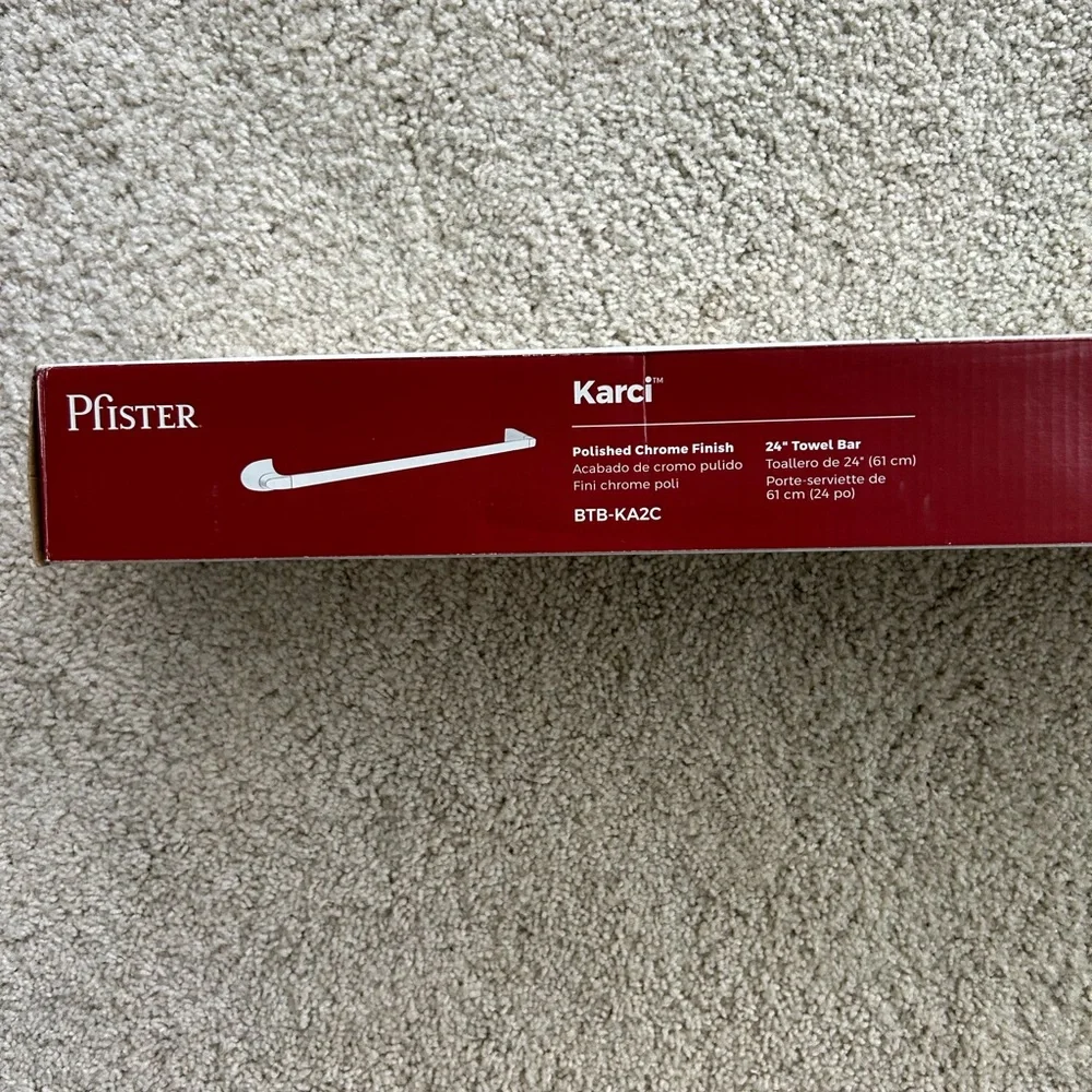 NIB Pfister Karci Bath Towel Bar Bathroom 24-Inch Polished Chrome Finish BTBKA2C